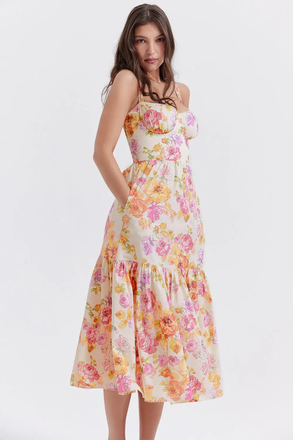 Printed Spaghetti Strap A-line Dress