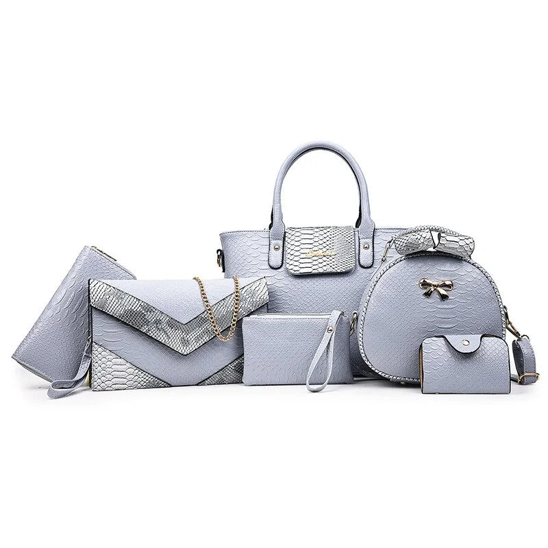 Women's 6-Piece Snake Pattern Bag Set