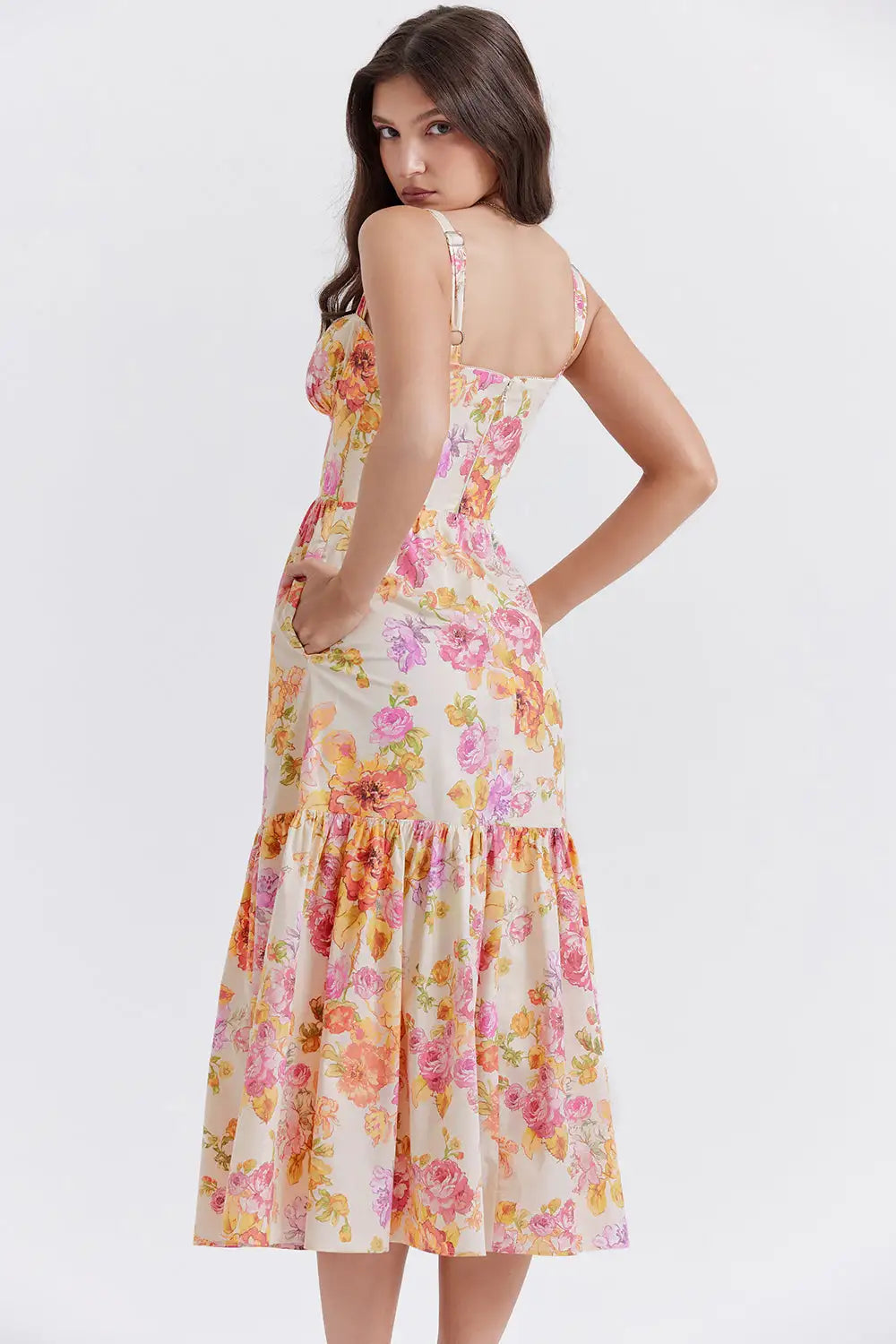 Printed Spaghetti Strap A-line Dress