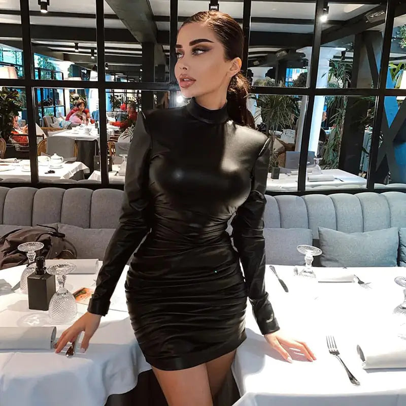 Vintage Leather Bodycon Dress